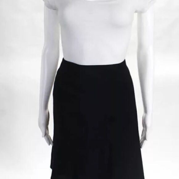 EUC Milly Black Wool High Low Trumpet Skirt 10 - Picture 4 of 7
